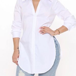 White button down shirt by Fashion Nova